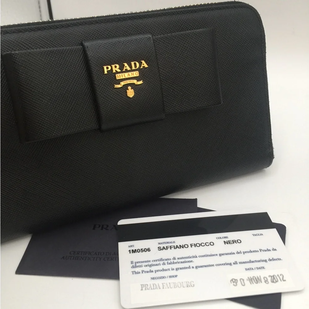 Authentic PRADA Saffiano Ribbon long wallet - Picture 2 of 14